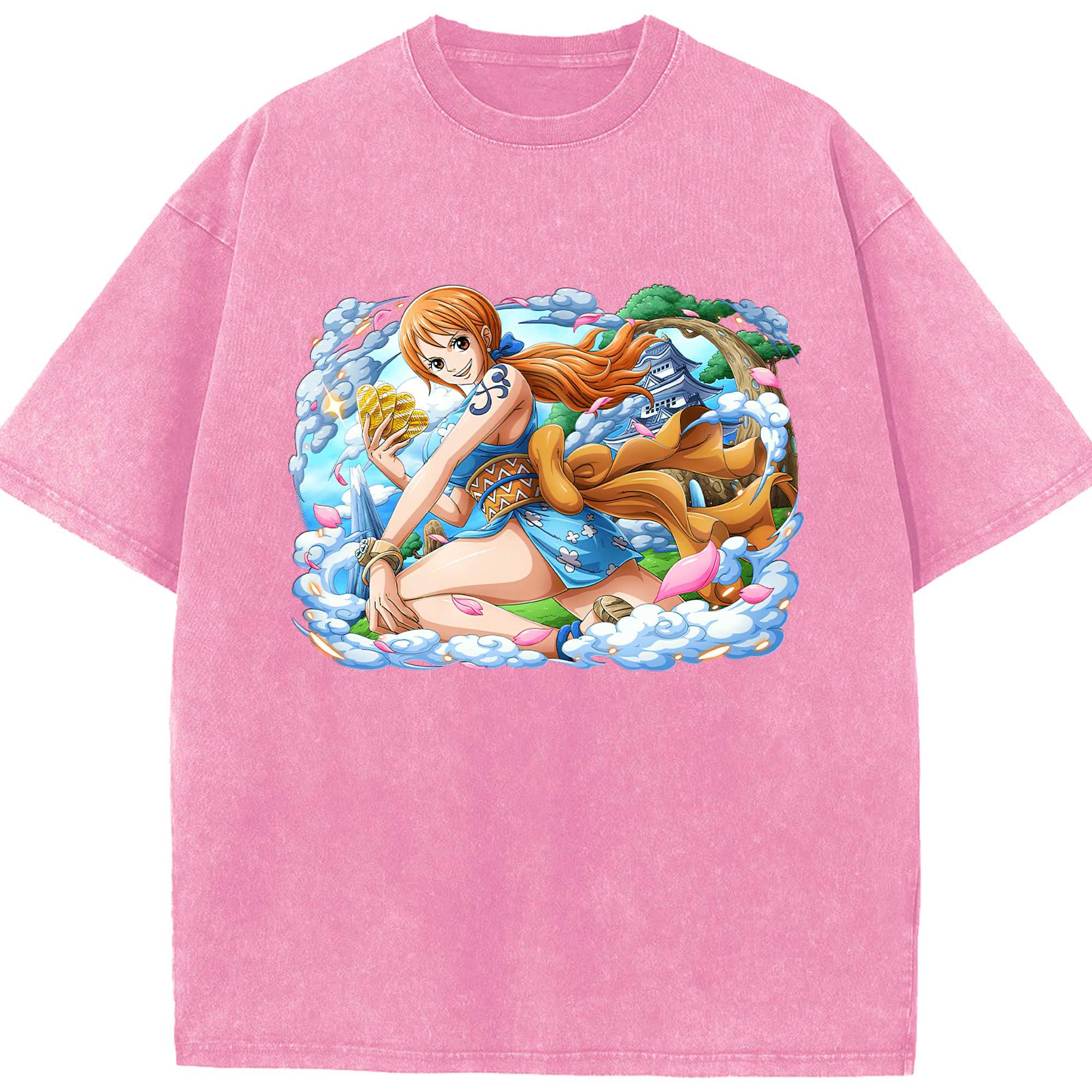 ワンピース ナミ ONE PIECE Nami 綿100% ヴィンテージ風 半袖Tシャツ（フロントプリント）